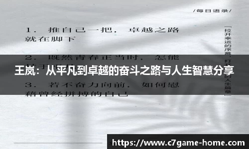 王岚：从平凡到卓越的奋斗之路与人生智慧分享